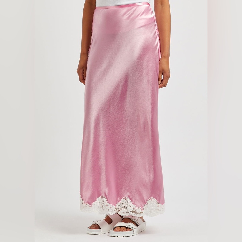 Rixo Crystal lace trim satin skirt - Picture 3 of 8